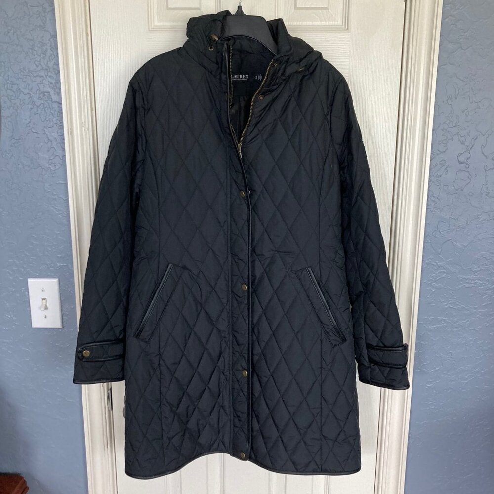 💜EUC Lauren Black Quilted Coat